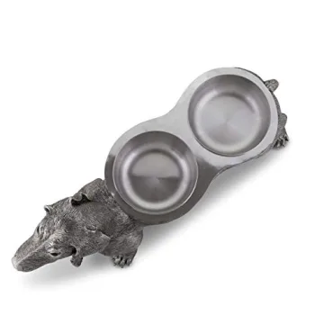 Vagabond House Pewter Dog Feeding Bowl for Elegant Dining