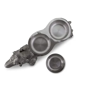 Vagabond House Pewter Dog Feeding Bowl for Elegant Dining