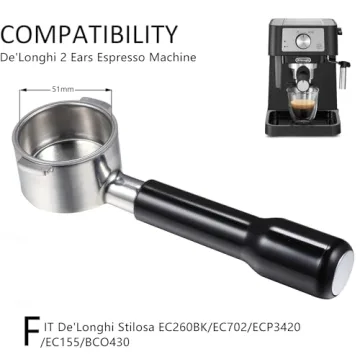 51mm Stainless Steel Portafilter for Delonghi Espresso Machines