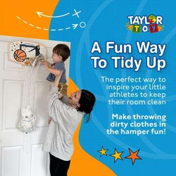 Taylor Toy Basketball Hamper, Sports Inspired Hamper, Over the Door Basketball Laundry Hamper, Kids ...