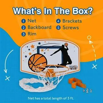 Taylor Toy Basketball Hamper, Sports Inspired Hamper, Over the Door Basketball Laundry Hamper, Kids Hanging Laundry Basket, Sports Hampers for Bedroom Decor