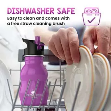 Kids Water Bottle with Straw & Handle - 12 oz Eco Friendly