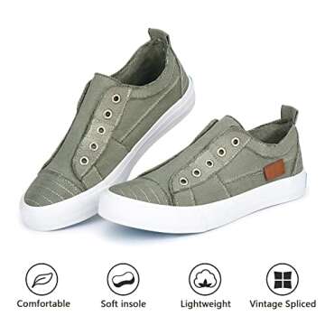 JENN ARDOR Women Slip On Shoes Canvas Fashion Sneakers Low Top Walking Shoes for Women Tennis Sneake...