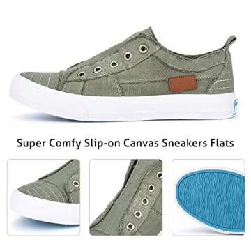 JENN ARDOR Women Slip On Shoes Canvas Fashion Sneakers Low Top Walking Shoes for Women Tennis Sneakers Vintage Footwear Comfortable Flats