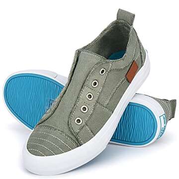JENN ARDOR Women Slip On Shoes Canvas Fashion Sneakers Low Top Walking Shoes for Women Tennis Sneakers Vintage Footwear Comfortable Flats