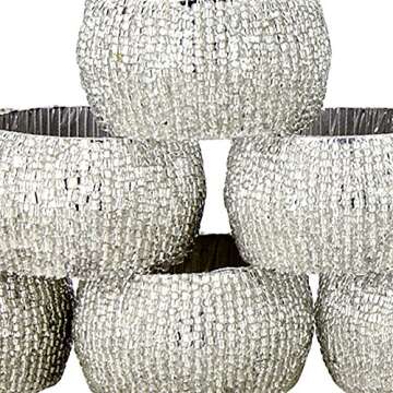 Ajuny Napkin Ring Holder - Handcrafted Beaded Round Decorative Napkin Rings for Dining Table Decor W...