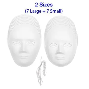 CALPALMY 30 Pack Paper Mache Masks - 2 Sizes for Artistic Projects, Theater, Halloween, Masquerade P...