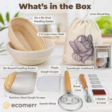 ECOMERR 9" Banneton Bread Proofing Basket Set of 2 - Sourdough Kit
