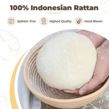 ECOMERR 9" Banneton Bread Proofing Basket Set of 2 - Sourdough Kit