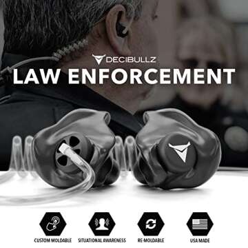 Decibullz Custom Moulded Security Two-Way Radio Surveillance Earpiece Set, Thermo-Fit Designed for Clear Acoustic Tube Radios | Model: +Awareness