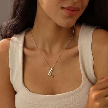 Ewrkbrㅤ Balloon Initial Necklaces for Women, Dainty Balloon Letter Pendant Necklace 14k Gold Plate...