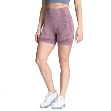 Aoxjox Seamless Workout Biker Shorts for Women High Waisted Exercise Athletic Gym Booty Running Yoga Short 5" (Vital Wine Red Marl, Small)