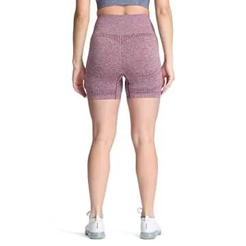 Aoxjox Seamless Workout Biker Shorts for Women High Waisted Exercise Athletic Gym Booty Running Yoga Short 5" (Vital Wine Red Marl, Small)