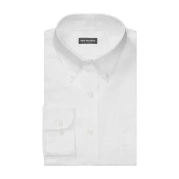 Van Heusen Men's Dress Shirt Regular Fit Oxford Solid, White, 20.5"-21" Neck 36"-37" Sleeve
