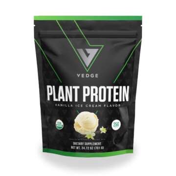 vedge Certified Organic Plant Protein Vanilla Ice Cream (20 Servings) - Plant-Based Vegan Protein Po...