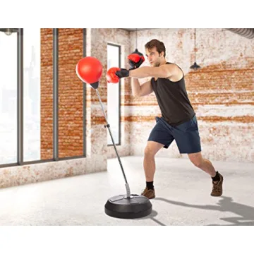 Punching Bag with Stand, Boxing Bag for Teens & Adults - Height Adjustable - Speed Bag for Training, Boxing Equipment, Stress Relief & Fitness