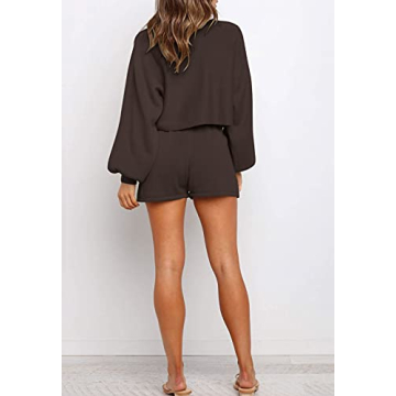 ZESICA Women's Knit Pullover Sweatsuit - Coffee, Medium