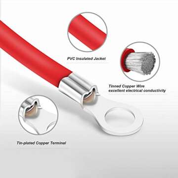 LDOPTO 6 AWG 20-Inch Jumper Cables for Car Battery