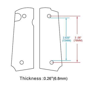 Cool Hand 1911 Full Size G10 Grips, Gun Grips Screws Included, Mag Release, Ambi Safety Cut, OPS Tex...