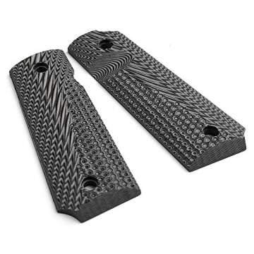 Cool Hand 1911 Full Size G10 Grips, Gun Grips Screws Included, Mag Release, Ambi Safety Cut, OPS Texture (Grey/Black)