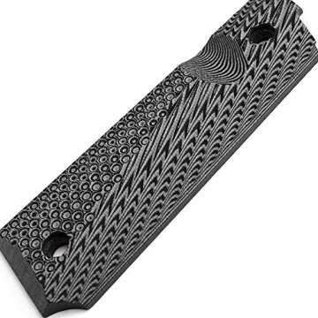 Cool Hand 1911 Full Size G10 Grips, Gun Grips Screws Included, Mag Release, Ambi Safety Cut, OPS Texture (Grey/Black)
