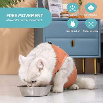 Avont Cat Recovery Suit - Kitten Onesie for Cats After Surgery, Cone of Shame Alternative Surgical S...