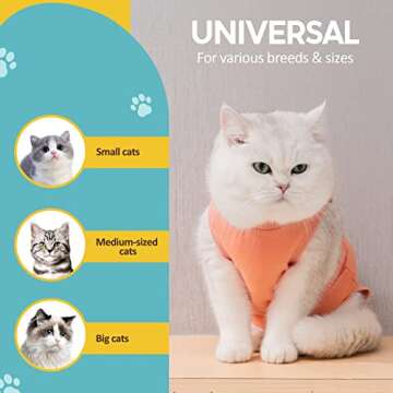 Avont Cat Recovery Suit - Kitten Onesie for Cats After Surgery, Cone of Shame Alternative Surgical Spay Suit for Female Cat, Post-Surgery or Skin Diseases Protection -Coral(S)