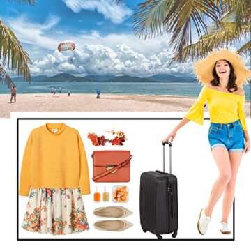 FDW Luggage Sets 3 Piece Suitcase Spinner Travel Carry Eco-friendly with Password Lock Lightweight D...