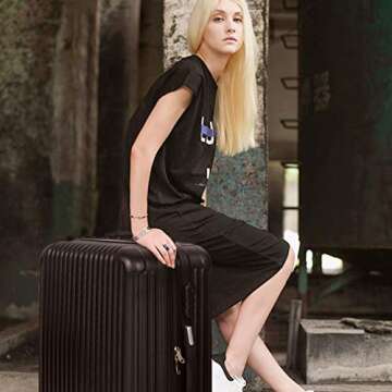 FDW Luggage Sets 3 Piece Suitcase Spinner Travel Carry Eco-friendly with Password Lock Lightweight Durable