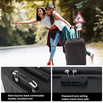 FDW Luggage Sets 3 Piece Suitcase Spinner Travel Carry Eco-friendly with Password Lock Lightweight Durable