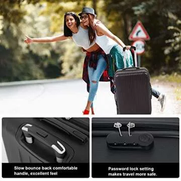 FDW Luggage Sets 3 Piece Suitcase Spinner Travel Carry Eco-friendly with Password Lock Lightweight Durable