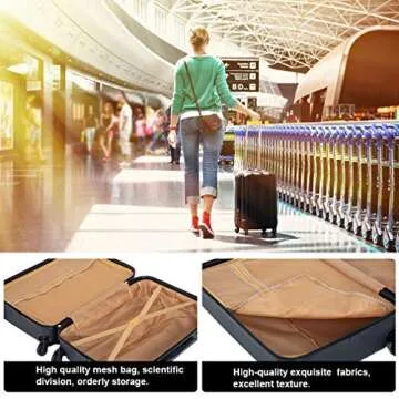 FDW Luggage Sets 3 Piece Suitcase Spinner Travel Carry Eco-friendly with Password Lock Lightweight Durable
