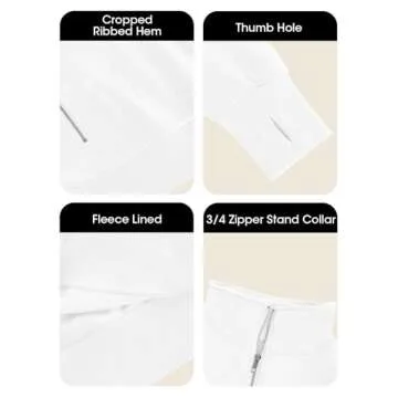 Fisoew Women's Stylish Half Zipper Cropped Sweatshirt White