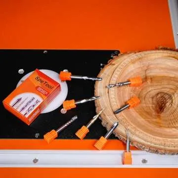 SpeTool 8Pcs Carbide CNC Router Bits Set 1/4 Inch Shank for Woodworking Detail Carving Trimming V Groove Engraving Slotting Mortise