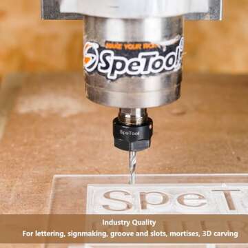 SpeTool 8Pcs Carbide CNC Router Bits Set 1/4 Inch Shank for Woodworking Detail Carving Trimming V Groove Engraving Slotting Mortise