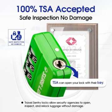 SURE LOCK TSA Approved Travel Luggage Locks, Open Alert Combination Lock for School Office & Gym Loc...