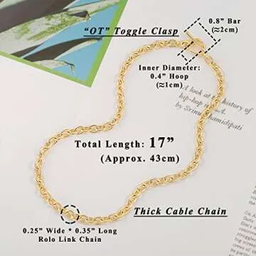 Aobei Pearl 18K Gold Paperclip Chain Choker Satellite Chain Biwa Pearl Pendant Necklace Dainty Jewelry for Women