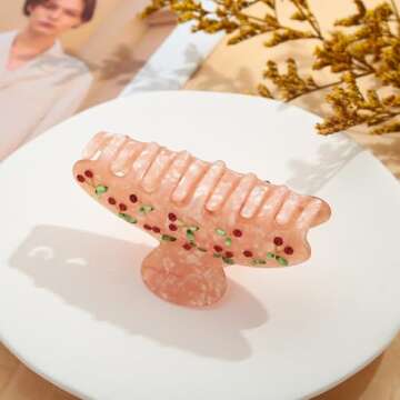 LILIE&WHITE Acrylic Pink Hair Clips For Women Cherry Hair Clip Claw Clips With The Rhinestone Pattern In Red Cherry Strong Hair Fix Hair Clips Accessories Fashion Hair Claw For Women