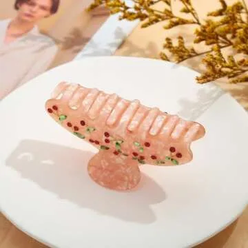 LILIE&WHITE Acrylic Pink Hair Clips For Women Cherry Hair Clip Claw Clips With The Rhinestone Pattern In Red Cherry Strong Hair Fix Hair Clips Accessories Fashion Hair Claw For Women