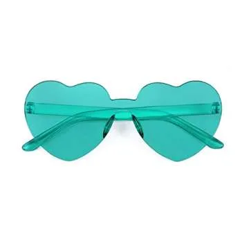 FEISEDY 2 Pack Rimless Heart Shaped Sunglasses Party Glasses Disco One Piece Transparent Trendy Love Glasses B2826-F2