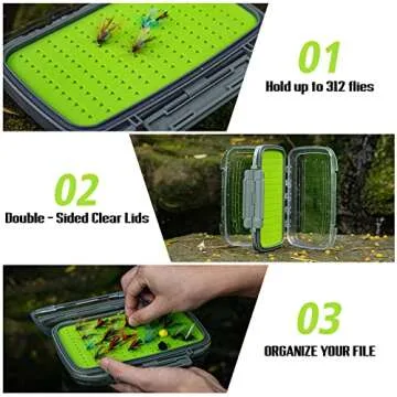 Goture HB32SB Fly Fishing Box and Tools Kit, Fly Fishing Gear Fly Fishing Forceps, Fly Fishing Nipper, Line Leader Straightener, Zinger Retractor, Two-Sided Fly Box 7.5"L x 4.9"W x 1.6"H