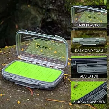 Goture HB32SB Fly Fishing Box and Tools Kit, Fly Fishing Gear Fly Fishing Forceps, Fly Fishing Nipper, Line Leader Straightener, Zinger Retractor, Two-Sided Fly Box 7.5"L x 4.9"W x 1.6"H