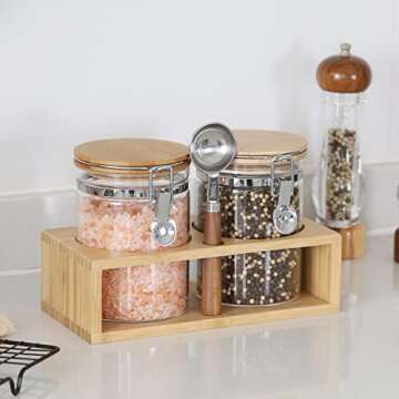 KKC HOME ACCENTS Air Tight Glass Coffee Sugar Jars with Locking Clamp Lids & Scoop for Coffee Grind,Brown Sugar, Loose Leaf Tea - 27 Fl oz