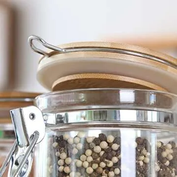 KKC HOME ACCENTS Air Tight Glass Coffee Sugar Jars with Locking Clamp Lids & Scoop for Coffee Grind,Brown Sugar, Loose Leaf Tea - 27 Fl oz