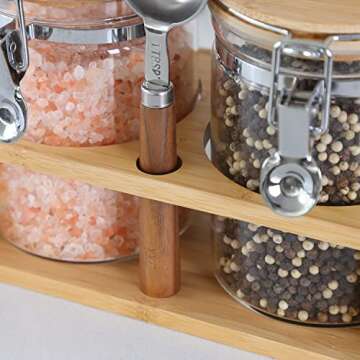 KKC HOME ACCENTS Air Tight Glass Coffee Sugar Jars with Locking Clamp Lids & Scoop for Coffee Grind,Brown Sugar, Loose Leaf Tea - 27 Fl oz