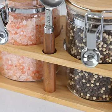 KKC HOME ACCENTS Air Tight Glass Coffee Sugar Jars with Locking Clamp Lids & Scoop for Coffee Grind,Brown Sugar, Loose Leaf Tea - 27 Fl oz