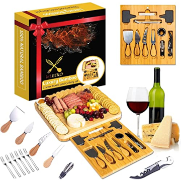 MLEEKO Bamboo Cheese Board Set for Entertaining