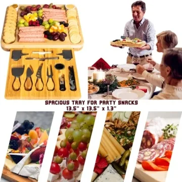 MLEEKO Bamboo Cheese Board Set for Entertaining