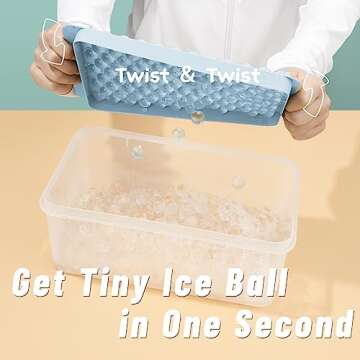 Ziofan Mini Ice Cube Tray with Lid and Bin, 104x4 Pcs Tiny Round Crushed Ice Trays for Freezer, Easy Release for Chilling Drinks, Coffee, Cocktail, Juice (Blue) 4 Pack