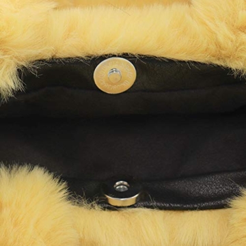 Surell Y2K Smiley Yellow Faux Fur Tote Bag for Girls